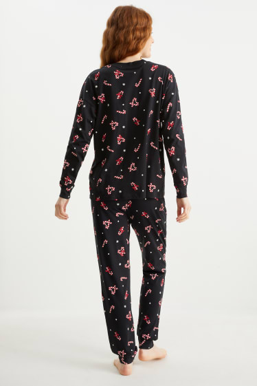Dames - Pyjama voor de kerst - met patroon - zwart