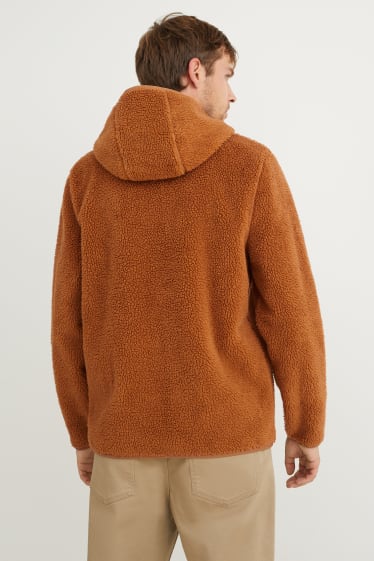 Men - Faux fur jacket with hood - havanna