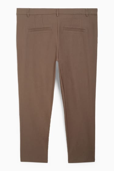 Women - Cloth trousers - mid-rise waist - straight fit - light brown