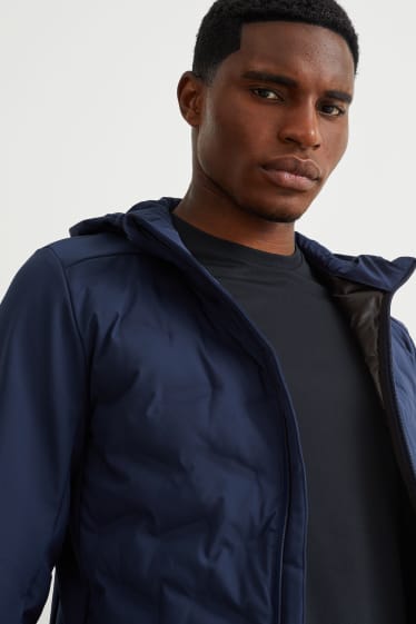 Men - Outdoor jacket with hood - water-repellent - dark blue