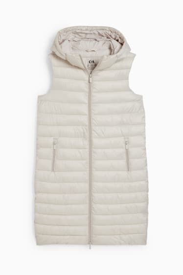 Women - Long quilted gilet - creme