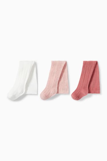 Bébés - Lot de 3 paires - collants bébé - rose