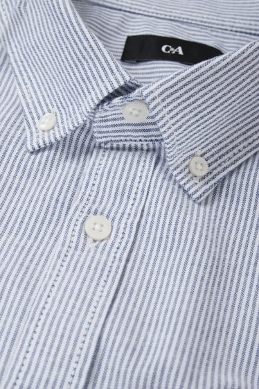 Hommes - Chemise oxford - slim fit - col button-down - à rayures - bleu