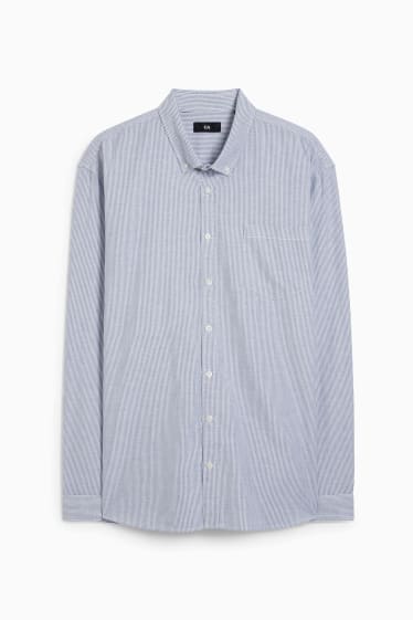 Hommes - Chemise oxford - slim fit - col button-down - à rayures - bleu