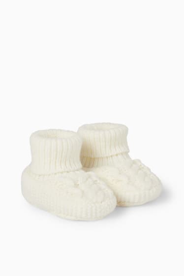 Unisex - Baby-Strick-Krabbelschuhe - cremeweiß