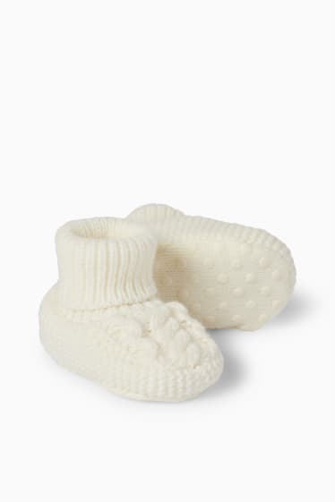 Unisex - Baby-Strick-Krabbelschuhe - cremeweiß