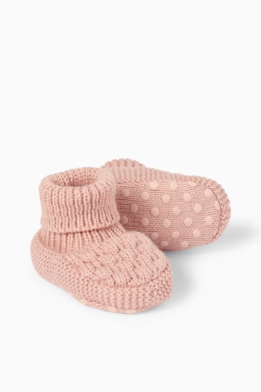 Bebeluși - Pantofi premergători tricotați bebeluși - roz închis