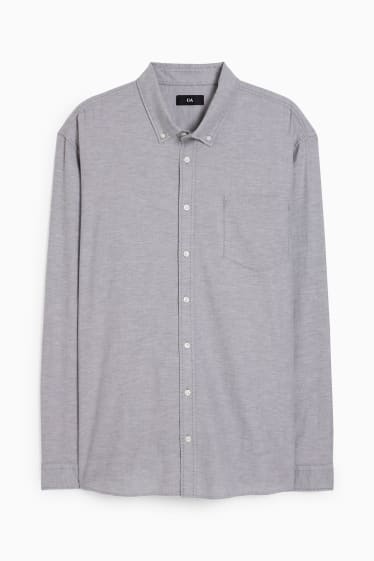 Hommes - Chemise oxford - regular fit - col button-down - gris