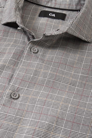 Uomo - Camicia - slim fit - colletto alla francese - a quadretti - grigio