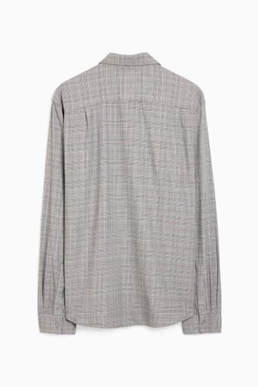Heren - Overhemd - slim fit - cut away - geruit - grijs