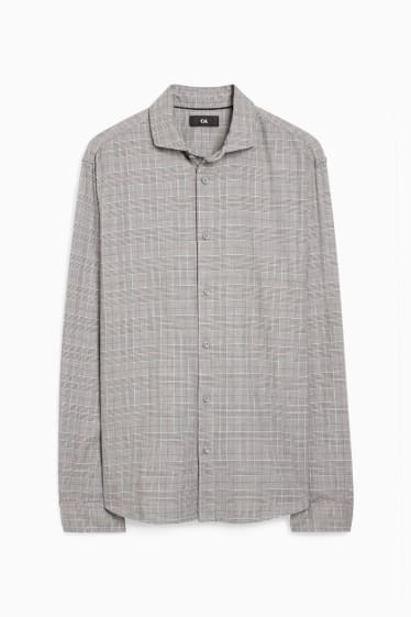 Hommes - Chemise - slim fit - col cutaway - à carreaux - gris