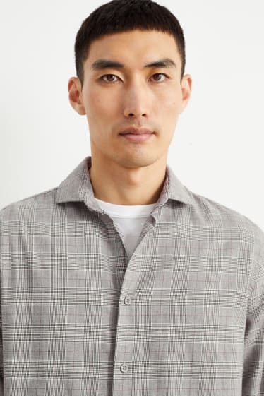 Hommes - Chemise - slim fit - col cutaway - à carreaux - gris