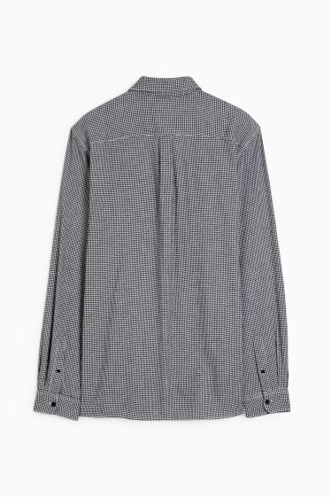 Uomo - Camicia - regular fit - button down - a quadretti - nero / bianco