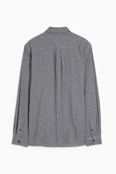 Pánské - Košile - regular fit - button-down - kostkovaná - černá/bílá