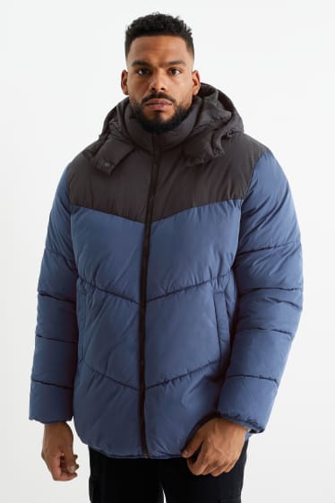 Herren - Steppjacke mit Kapuze - dunkelblau