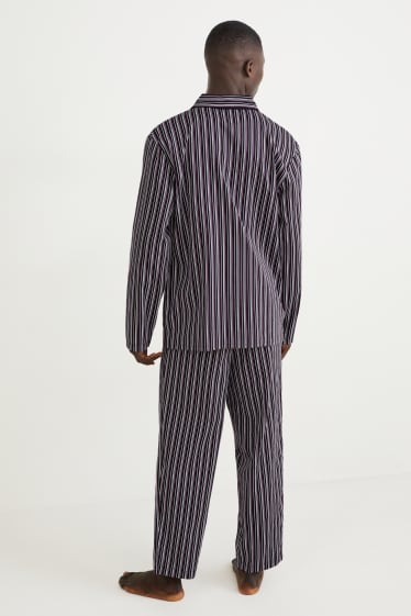 Herren - Pyjama - gestreift - schwarz