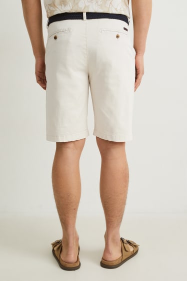 Heren - Korte broek met riem - licht beige
