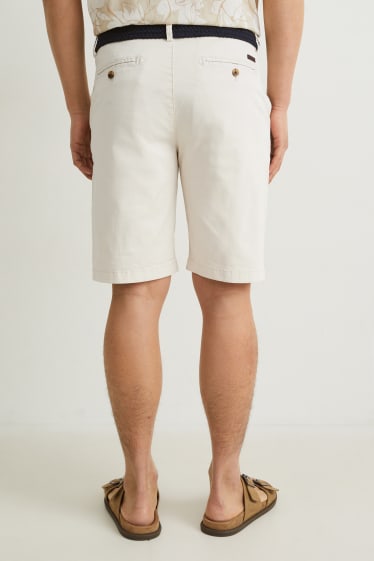 Men - Shorts with belt - light beige