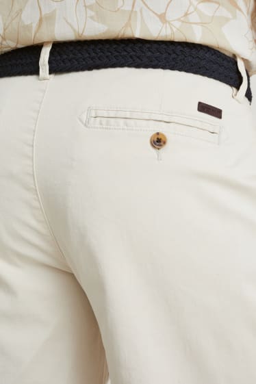 Heren - Korte broek met riem - licht beige