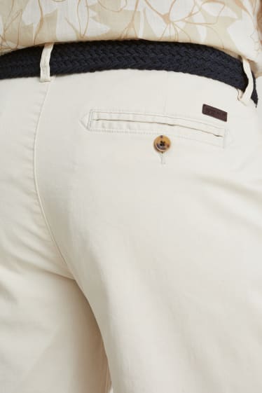 Men - Shorts with belt - light beige