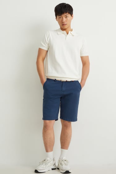 Men - Shorts with belt - dark blue