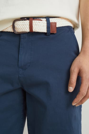 Heren - Korte broek met riem - donkerblauw