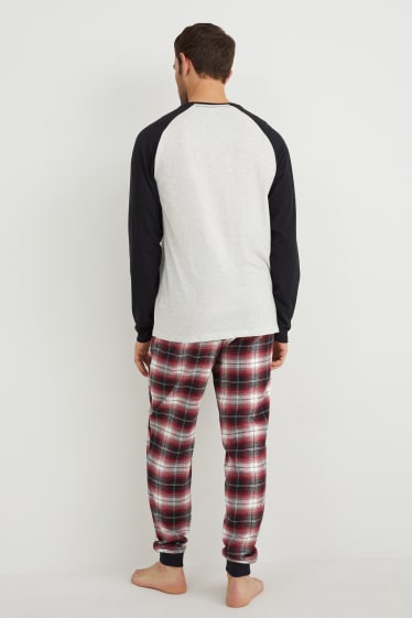 Men - Pyjamas with flannel bottoms - red