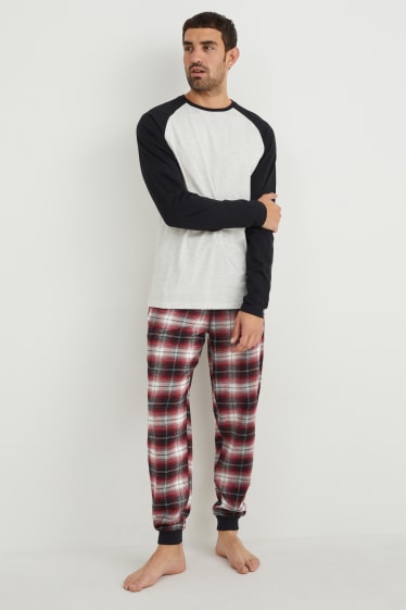 Men - Pyjamas with flannel bottoms - red