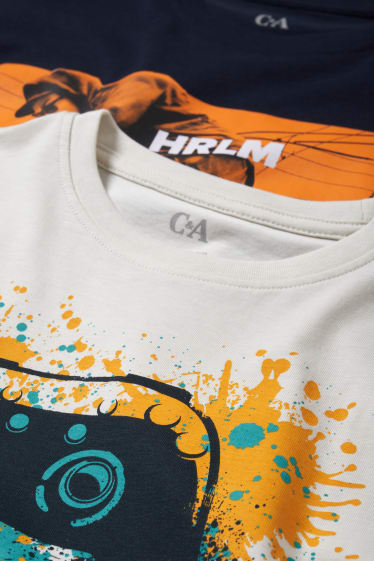 Copii - Băieți - Multipack 2 buc. - BMX și gaming - tricou cu mânecă lungă - alb-crem