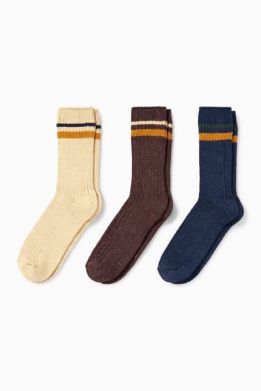 Men - Multipack of 3 - tennis socks - brown