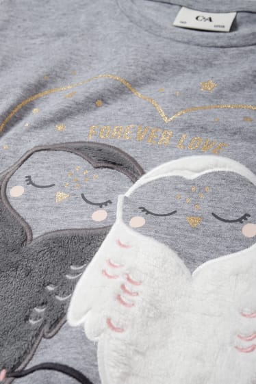 Enfants filles - Hibou - pyjama - 2 pièces - gris