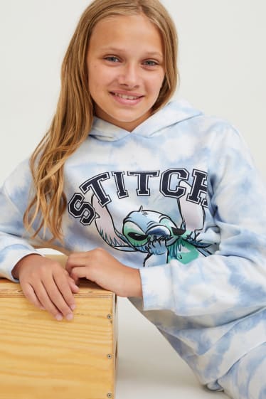 Bambine - Lilo & Stitch - set - felpa con cappuccio e pantaloni sportivi - fantasia - azzurro