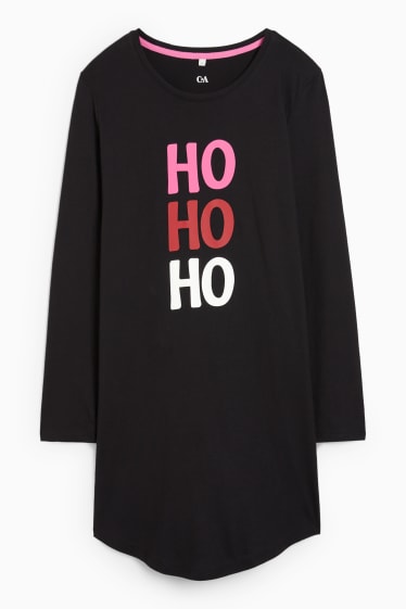 Damen - Weihnachts-Nachthemd - HoHoHo - schwarz
