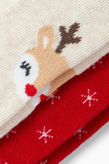 Unisexe - Lot de 2 - Rudolphe - collants de Noël pour bébé - beige clair