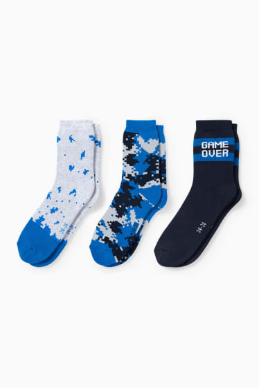 Children - Multipack 3er - gaming and pixels - socks with motif - dark blue