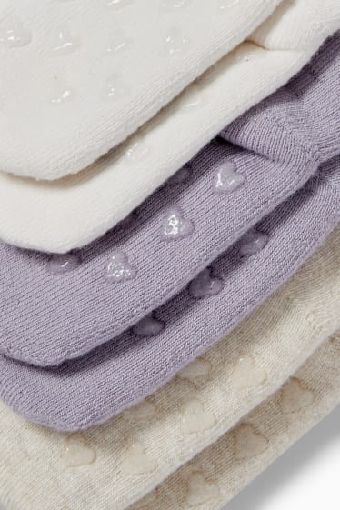 Babys - Set van 3 paar - beertjes - antislipsokken voor babies, met motief - licht beige