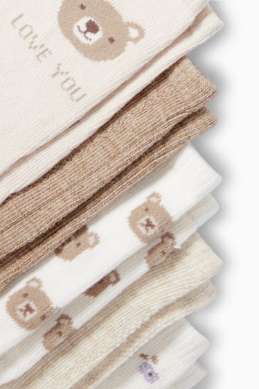 Baby Mädchen - Multipack 5er - Bärchen - Baby-Socken mit Motiv - hellbeige