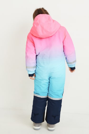 Kinder Mädchen - Skianzug mit Kapuze - wasserdicht - neon-pink