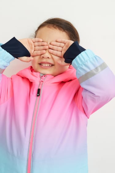 Kinder Mädchen - Skianzug mit Kapuze - wasserdicht - neon-pink