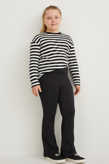 Kinder Mädchen - Extended Sizes - Multipack 2er - Flared Thermoleggings - schwarz