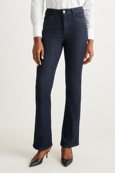 Femmes - Jean bootcut - high waist - jean bleu foncé