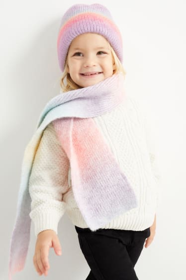 Children - Set - knitted hat and scarf - multicoloured