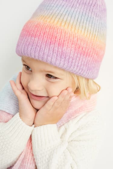 Children - Set - knitted hat and scarf - multicoloured