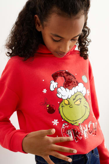 Kinder Mädchen - Der Grinch - Weihnachts-Hoodie - rot