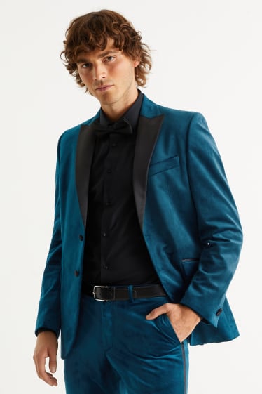 Men - Velvet tailored jacket - slim fit - petrol