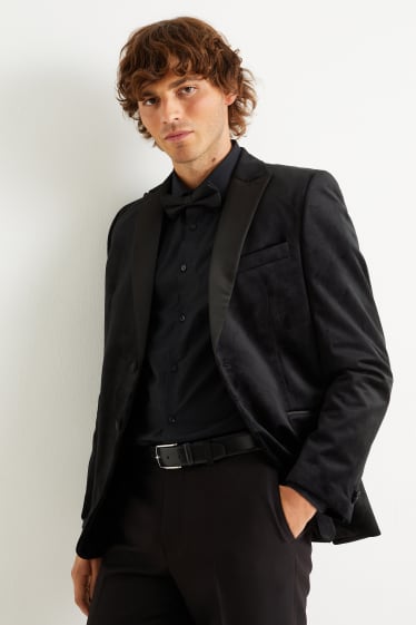 Hommes - Veste de costume en velours - slim fit - noir