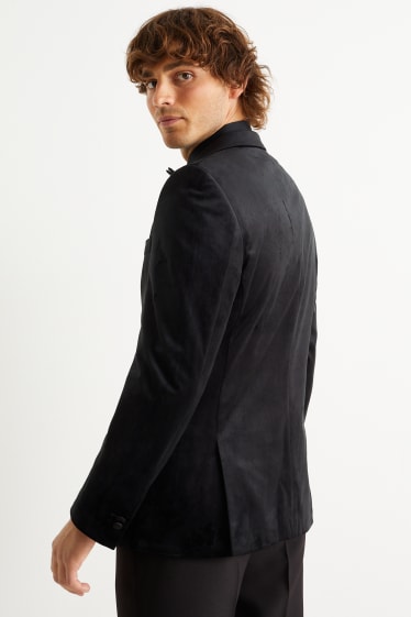 Pánské - Sametové sako - slim fit - černá
