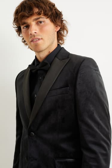 Pánské - Sametové sako - slim fit - černá