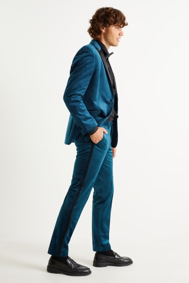 Men - Velvet trousers - slim fit - dark turquoise