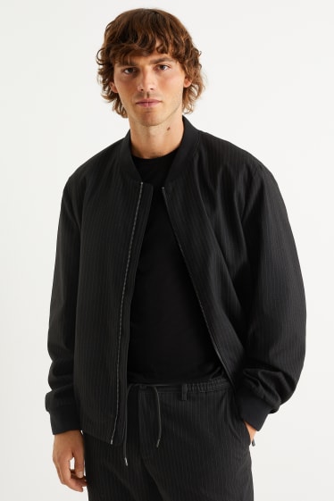 Men - Track jacket - pinstripes - black